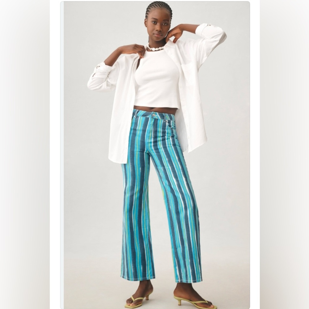 ANTHROPOLOGIE SIMON MILLER ASTRO HIGH-RIZE WIDE LEG JEANS BLUE SIZE 30 NWT